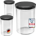 WELLGRO 100x Einmachgläser 435ml – Schraubdeckel TO82 schwarz – Made in Germany – Vorratsgläser, Marmeladengläser, Aufbewahrungsgläser & Gärgläser