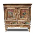 Oriental Galerie Schrank Kommode Sideboard Flurschrank Dielenschrank Telefonschrank Blumen Lotus 85cm Braun Color W/W