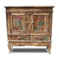 Schrank Kommode Sideboard Flurschrank Blumen Lotus 85cm Braun Color W/W