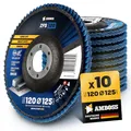 10x Amboss ZFS Fächerschleifscheibe Korn:120 Ø125mm