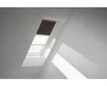 VELUX Vorteils-Set Verdunkelungsrollo uni dunkelbraun und Faltstore Plissee weiß