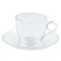 Teeglas mit Unterteller 6 Stück Glas Ø ca. 8,2 cm + Untertasse Ø ca. 14,5 cm neu