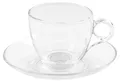 Teeglas Set 6x mit Untertasse 210ml Transparent Glas Ø8,2cm Klassik