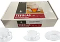 Teeglas mit Unterteller 6 Stück Glas Ø ca. 8,2 cm + Untertasse Ø ca. 14,5 cm neu