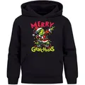 MoonWorks Hoodie Kinder Hoodie Weihnachtspullover Jungen Mädchen Merry Grinchmas schwarz 164