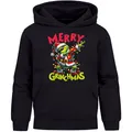 MoonWorks® Kinder Hoodie Weihnachtspullover Jungen Mädchen Merry Grinchmas Weihnachtsoutfit Schwarz 164