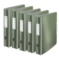 Leitz Qualitäts-Ordner 180° Active Style, 5er Pack, A4, Schmal, Seladon Grün, Abgerundeter Rücken mit 6,5 cm Rückenbreite, Gummibandverschluss, Leichtes Polyfoam, 11090053
