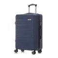 YONSLY Koffer Suitcase, Trolley Reisekoffer, Rollkoffer Handgepäck mit 4 Rollen 360°, Hartschalenreisekoffer, Zahlenschloss, Weicher Gummigriff (L, Dunkelblau)