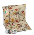 GO-DE Textil Bequeme und attraktive Polsterauflagen für Niederlehner-Gartenstühle (2er-Set, Blumen bunt beige, Niederlehner)
