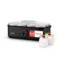 TZS First Austria - Joghurtbereiter 25W inkl. 8 Glasbehälter à 180 ml für bis 1,4L selbstgemachten Joghurt - Yogurt Maker mit Temperatur 20-55°C, Abschaltautomatik & LCD-Display - Joghurtmaschine grau