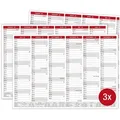 TOBJA Wandkalender A4 Tafelkalender Rot 2025 3er Set, Wandkalender, Jahresplaner, Schulferien, Feiertage, Kalender 2025 rot