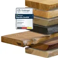 tømmermann - Wandregal mit Baumkante - massives Schweberegal Farbe Whiskey 140 cm Länge - Regalbrett aus Eschenholz 100% natürlich - Rustikales Wandboard mit unsichtbarer Wandmontage - Massivholzbrett