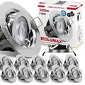 12x LED Einbaustrahler dimmbar Ultraflach 5 Watt Chrom schwenkbar 230V Rund warmweiß IP20 Deckenstrahler Spot Deckenspot Lumax SL-90 - Silber