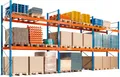Schulte Lagertechnik Schulte Palettenregal, Grundregal, B 8444 x T 1100 x H 4000 mm, 3 Ebenen, Palettengewicht bis 500 kg, Feldlast 5287 kg, blau/orange 657128
