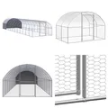Outdoor-Hühnerstall 3x8x2 m Verzinkter Stahl Hühnerhaus Hühnerstall Geflügelstal