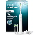 Philips Sonicare 5300 elektrische Zahnbürste, Schallzahnbürste mit 2 Intensitätsstufen, Andruckkontrolle, EasyStart, Smartimer und BrushPacer, Weiß, Modell HX7108/04 [Neue Technologie]