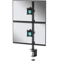 ONKRON dual Monitor Halterung 13-34", 8 kg (x2), max VESA 100x100, D208E-B | Doppel Monitorarm mit 88,3 cm Säule, für vertikale Anordnung, schwenkbar, drehbar, Kabelclips; für Büro & Multitasking