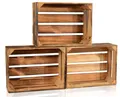 CHICCIE 3 Set Geflammte Obstkisten - 38x28x15cm Holzkisten Weinkisten Apfelkisten