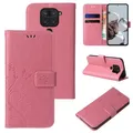 LBH Handy Hülle für Xiaomi Redmi Note 9 Case Handytasche Schmetterling Blumen Flower Standfunktion Schutzhülle Magnet Rundum Schutz 360 Grad Flipcase Cover Rosegold