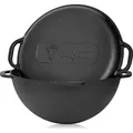 BBQ-Toro Kazan, Gusseisen Topf, 16 Liter, Grillwok preseasoned-bereits eingebrannt, Schmortopf - Schwarz