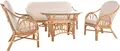Krines Home Sitzgruppe Wintergarten Rattangruppe Wintergartenset Rattan Sitzgruppe 4-teilig, (4-tlg., 1x Dreisitzersofa, 2x Sessel, 1x Tisch), Rattangarnitur Rattanmöbel Set Garnitur mit Dreisitzer Bank