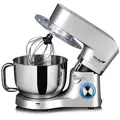 Koliber ROBOMAX X-3200-W XXL Küchenmaschine 3200W Planetenmischer mit 6 Liter Schüssel für schweren Brotteig Silber - Silber