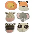 6-teiliges Platzset Kinder Tiermotive – rutschfeste Tischsets aus Kunststoff – Elefant, Löwe, Tiger, Giraffe, Zebra & Panda – Abwaschbar, BPA-frei & kinderfreundlich – Ø 40 cm