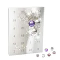 VALIOSA Merry Christmas Mode-Schmuck Adventskalender mit Halskette, Armband + 22 individuelle Perlen-Anhänger aus Glas & Metall, das besondere Geschenk für Mädchen & Frauen, lila, 24-teilig (1 Set)