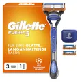 Gillette Fusion5 Rasierer Herren, UEFA Champions League Special Edition — Inkl. 1 Nassrasierer, Reiseschutzkappe, 3 Ersatzklingen mit Gleitstreifen und 5 Klingen für Eine Langanhaltende Rasur — Blau
