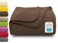 ZOLLNER Kuscheldecke in braun- weiche Couchdecke in 130x170 cm - mit Kettelrand - Polyester - waschbar bis 95°C – Hotelqualität - Oeko Tex® Zertifiziert