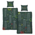 Kinder Bettwäsche 135x200 cm 80x80 Baumwolle Zahlen Nachhilfe Mathe Grundschule 1x1 Nachhilfe | Schulkind Bettwäsche-Set Öko-Tex Standard
