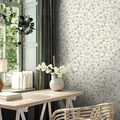Vliestapete Ranken Blätter Eukalyptus Textiloptik Beige Grün 81642 (3,92€/1qm)