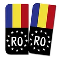 2 x Kennzeichen Sticker passgenau für EU Feld 11x5cm Design Aufkleber für Nummernschild Folie KFZ Schwarz oder mit Fahne waschstraßenfest R167 (20 Rumänien, Mit Flagge)
