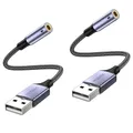 MOSWAG USB zu Audio Jack Adapter (2 Stück), 3,5 mm Aux Stereo Converter Externer Soundkartenadapter Kompatibel mit Kopfhörer, PC, Laptop, Linux, Desktop, PS4 und Anderen Geräte