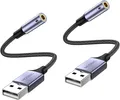 MOSWAG 2 Stück USB A 3,5mm Audio Adapter Externe Soundkarte PC Laptop Linux PS4