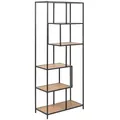Xora Regal, Schwarz, Eiche, Metall, Holzwerkstoff, 77x185x35 cm, Wohnzimmer, Regale, Bücherregale