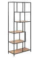 AC Design Furniture Jörn Asymmetrisches Bücherregal mit 5 Ablagen, H: 185 x B: 77 x T: 35 cm, Wildeiche Optik/Schwarz, Holz/Metall, 1 Stk