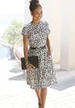 Jerseykleid, mit Animalprint, kurzärmliges Sommerkleid, casual-chic, Gr. 38 - N-Gr, creme-schwarz bedruckt N-Gr