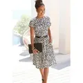 LASCANA Jerseykleid mit Animalprint, kurzärmliges Sommerkleid, casual-chic schwarz|weiß 38