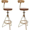 MCW Barhocker N18 2er-Set Braun Gestell Gold