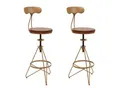 2er-Set Barhocker MCW-N18, Barstuhl, höhenverstellbar drehbar Fußablage, Industrial Metall Holz ~ braun, Gestell gold