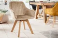 riess-ambiente Polsterstuhl LIVORNO champagner greige – Samt, drehbar, Holz-Beine, mit Armlehne (Einzelartikel, 1 St), mit 180° Drehfunktion und Autoreturn – ideal für Dein Esszimmer