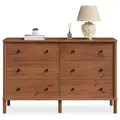 Kommode APOANA aus Massivholz mit 6 Schubladen, Kastanie farben – Sideboard mit viel Stauraum für Kleidung und Accessoires, Schlafzimmer Kommode aus Holz mit Metallauszug und skandinavischem Design