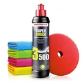Autopolitur Set: Menzerna Super Finish 3500 Hochglanzpolitur (250ml) - Sorgt für perfekten Spiegelglanz - Exzenter oder Rotation - Auto polieren, Politur, Glanzpolitur, SF3500, Glanzbooster | 6-teilig
