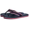 Zehentrenner TOMMY HILFIGER "COMFORT HILFIGER BEACH SANDAL", Herren, Gr. 39, bunt (dunkelblau, weiß, rot), Textil, casual, Schuhe, Sommerschuh, Strandschuh mit plakativem Logo-Schriftzug