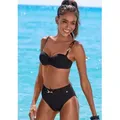 LASCANA Highwaist-Bikini-Hose Yves mit edlen Zieraccessoire schwarz 36