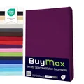 Buymax Topper Spannbettlaken 180x200 cm Spannbetttuch 100% Baumwolle Jersey für Matratzentopper bis 12 cm Matratzenhöhe Bettlaken für Boxspringbett Topper, Aubergine