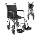 PEPE Mobility Rollstuhl Faltbar Leicht Schmal (38 cm Sitz), Transportrollstuhl für die Wohnung und Schmale Türen, Klappbarer Reiserollstuhl aus Stahl mit Sicherheitsgurt, Schwarz