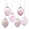Loberon Osterei Set Cataleya Rosa - Deko Eier Ostern & Frühling - Verschiedene Muster & Strukturen - Mit Aufhängung - Aus Glas & Eisen - 6 Stück