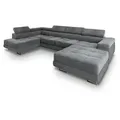 WOHNLANDSCHAFT CASONE L-S Grau Velours-Stoff mit Schlaffunktion